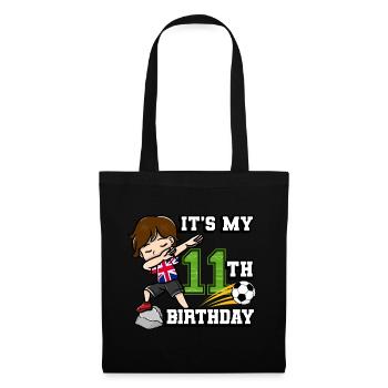 Soccer Boy C’est mon 11e anniversaire Drapeau Des - Sac en tissu - noir - Devant