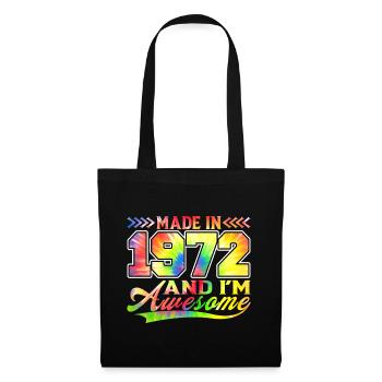 Fabriqué en 1972 et je suis génial Tie Dye coloré - Sac en tissu - noir - Devant