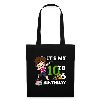 Soccer Boy C’est mon drapeau de 10e anniversaire - Sac en tissu - noir - Devant