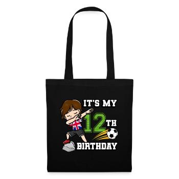 Soccer Boy C’est mon 12e anniversaire Flag Des - Sac en tissu - noir - Devant