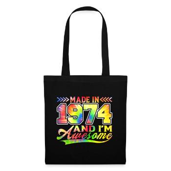 Fabriqué en 1974 et je suis génial Tie Dye coloré - Sac en tissu - noir - Devant