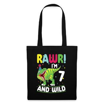 Dinosaur 7 years old 7th birthday party costume - Tote Bag - black - Front