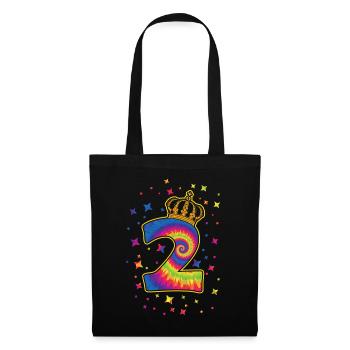 Tie-dye 2ème fête d’anniversaire 2 ans - Sac en tissu - noir - Devant