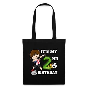 Garçon de football c’est mon 2ème anniversaire - Sac en tissu - noir - Devant