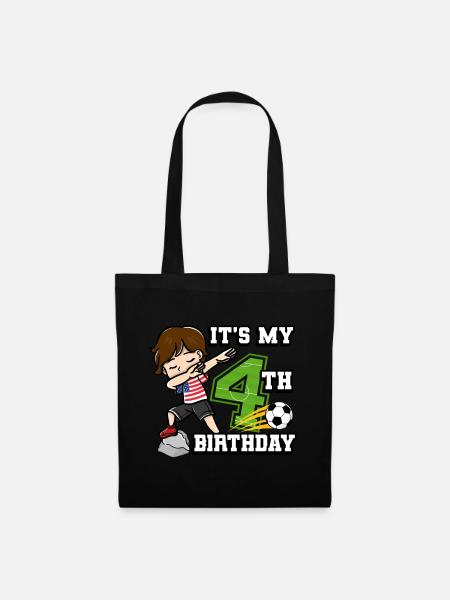 Footballer Boy I'm already 4th birthday - Tote Bag - black