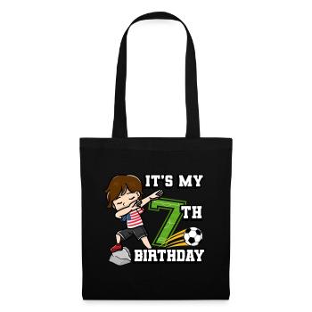 Fußballer Junge Ich bin schon 7th Geburtstag - Stoffbeutel - Schwarz - Vorne