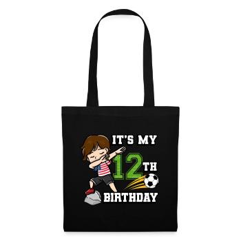 Garçon de football C’est mon 12e anniversaire - Sac en tissu - noir - Devant