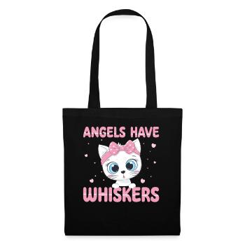 Engel Haben Schnurrhaare | Niedliche Katze Shirt - Stoffbeutel - Schwarz - Vorne
