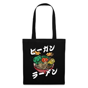 Ramen végétalien | Chemise amateur de ramen | - Sac en tissu - noir - Devant