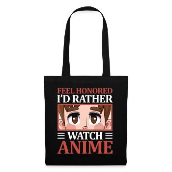 I'd Rather Watched Anime | Anime-liebhaber | - Stoffbeutel - Schwarz - Vorne