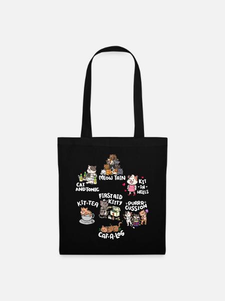 Jeu de mots mignon et drôle de chat | Chat mignon - Sac en tissu - noir
