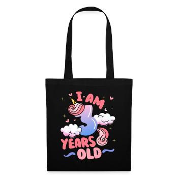 I am 3 years old | Unicorn Theme | 3. - Tote Bag - black - Front