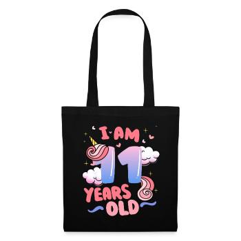 I am 11 years old | Unicorn theme | 11. - Tote Bag - black - Front