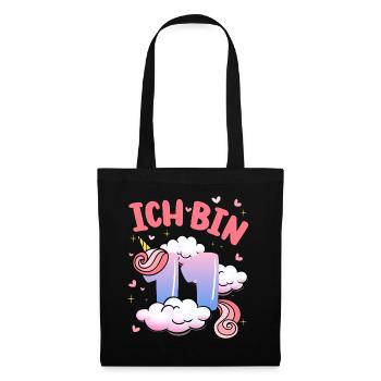 Ich Bin 11 Jahre Alt | Einhorn-thema | 11. - Stoffbeutel - Schwarz - Vorne