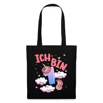 Ich Bin 1 Jahre Alt | Einhorn-thema | 1. - Stoffbeutel - Schwarz - Vorne
