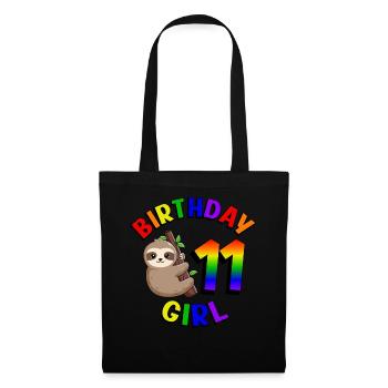 Anniversaire 11 Filles Mignon Bébé Paresseux - Sac en tissu - noir - Devant