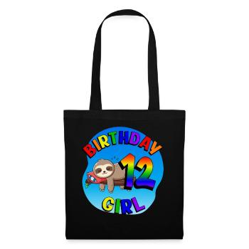 Birthday 12 Girls Cute Baby Sloth - Tote Bag - black - Front