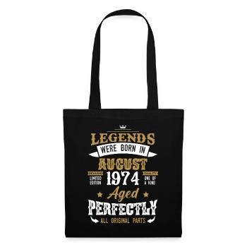 Jahrgang August 1974 Legenden Geburtstag Geschenk - Stoffbeutel - Schwarz - Vorne