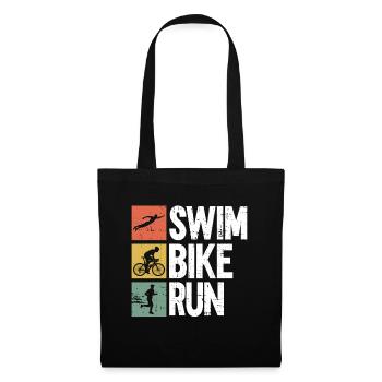 Schwimmen Radfahren Laufen - Triathlon Training - Stoffbeutel - Schwarz - Vorne