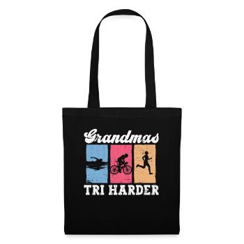 Grandmas Tri Harder - Triathlon Frauen Oma - Stoffbeutel - Schwarz - Vorne