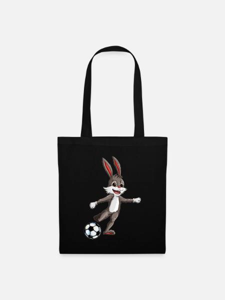 Hasen Fußballfan Fußballoutfit Freizeitsport - Stoffbeutel - Schwarz