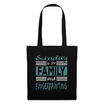 Sunday is for family and Fingerpainting Spruch - Stoffbeutel - Schwarz - Vorne