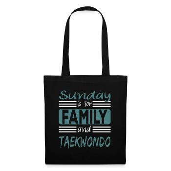 Sunday is for family and Taekwondo Spruch - Stoffbeutel - Schwarz - Vorne
