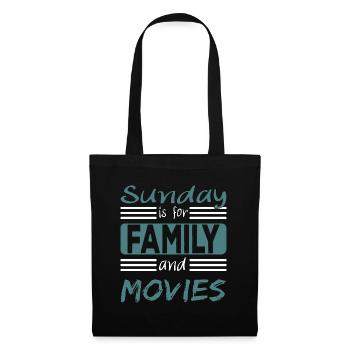 Sunday is for family and Movies Spruch - Stoffbeutel - Schwarz - Vorne