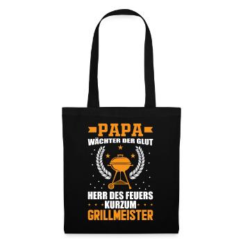 Grillmeister Papa Vatertagsgeschnk T-Shirt - Stoffbeutel - Schwarz - Vorne