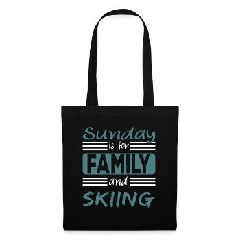 Sunday is for family and Skiing Spruch - Stoffbeutel - Schwarz - Vorne