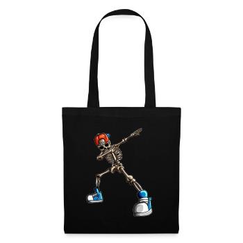 Squelette avec casquette Chapeau de baseball Chapeau Drôle Halloween - Sac en tissu - noir - Devant