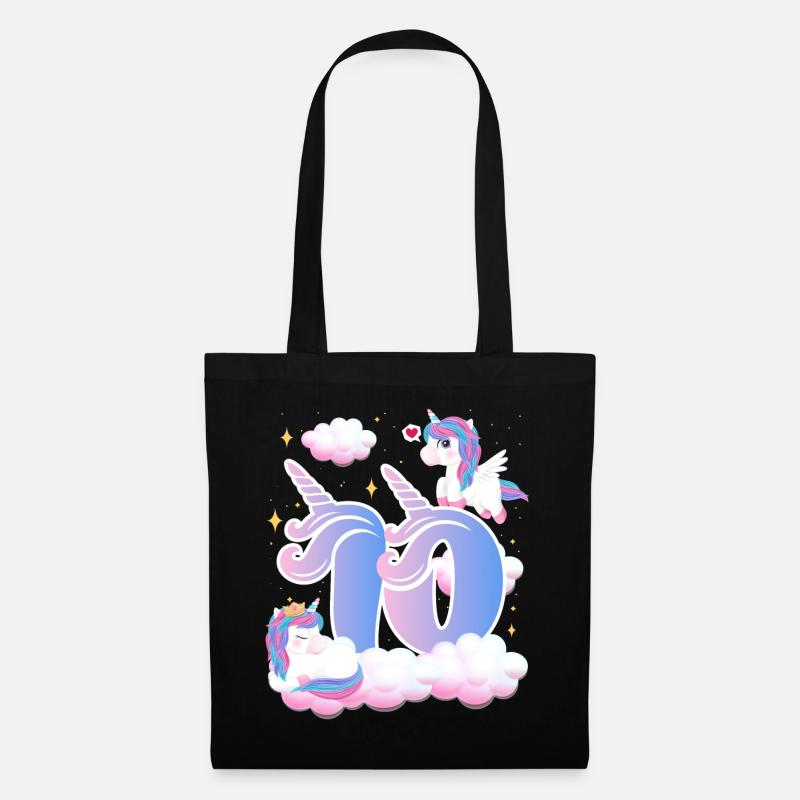 10. Geburtstag | Einhorn Geburtstag | Einhorn - Stoffbeutel - Schwarz