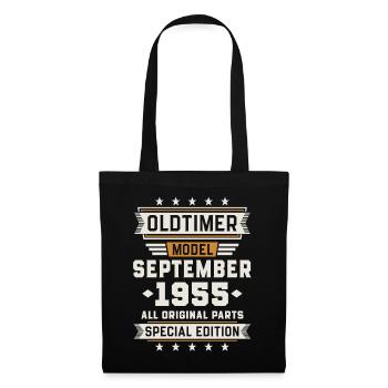 Oldtimer September 1955 Geburtstag Geschenk - Stoffbeutel - Schwarz - Vorne