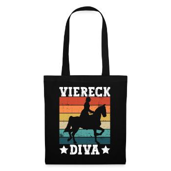 Viereck Diva - Dressurreiten Dressur Reiten - Stoffbeutel - Schwarz - Vorne
