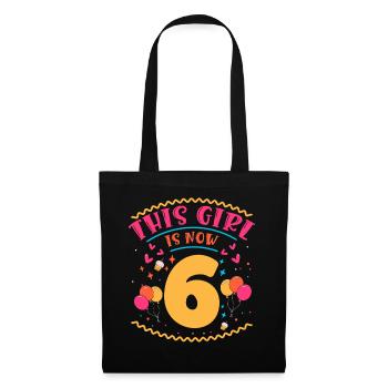 Cette fille a maintenant 6 | Thème Cupcake - Sac en tissu - noir - Devant