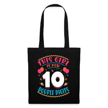 Cette fille a maintenant 10 | Thème Cupcake - Sac en tissu - noir - Devant