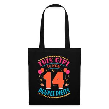 Cette fille a maintenant 14 | Thème Cupcake - Sac en tissu - noir - Devant