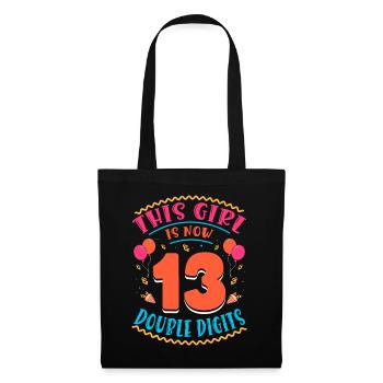 Cette fille a maintenant 13 | Thème Cupcake - Sac en tissu - noir - Devant