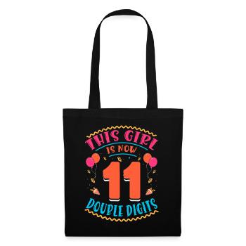 Cette fille a maintenant 11 | Thème Cupcake - Sac en tissu - noir - Devant
