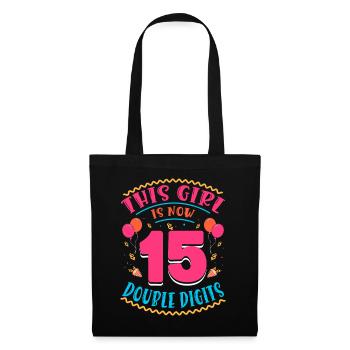 Cette fille a maintenant 15 | Thème Cupcake - Sac en tissu - noir - Devant