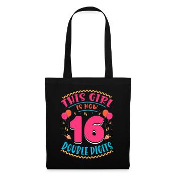 Cette fille a maintenant 16 | Thème Cupcake - Sac en tissu - noir - Devant