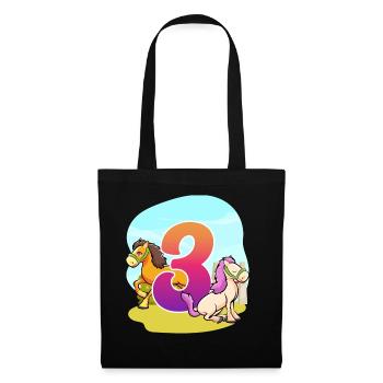3rd Birthday Riding Horse Theme Three Party - Tote Bag - black - Front