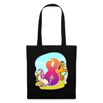 8ème anniversaire Équitation Thème Huit Fête - Sac en tissu - noir - Devant