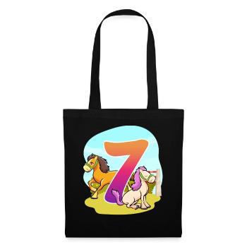 7th Birthday Riding Horse Theme Seven Party - Tote Bag - black - Front