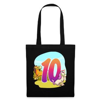 10th Birthday Riding Horse Theme Ten Party - Tote Bag - black - Front