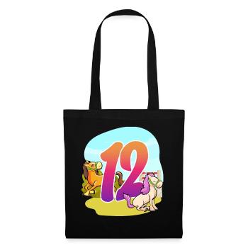 12ème anniversaire Équitation Cheval Thème Douze Fête - Sac en tissu - noir - Devant