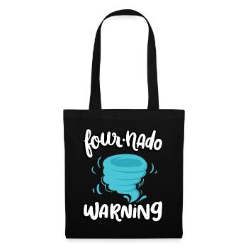 Avertissement de quatre nados 4e anniversaire | Tornade - Sac en tissu - noir - Devant
