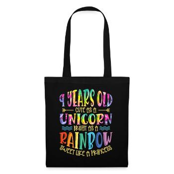 9 years old cute as a unicorn Bright as a - Tote Bag - black - Front