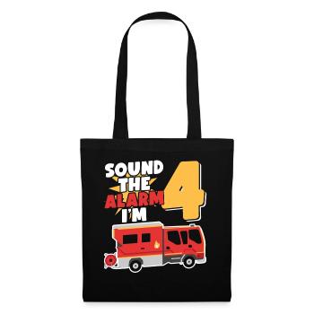 Sonnez l’alarme J’ai 4 | Sujet Pompier - Sac en tissu - noir - Devant