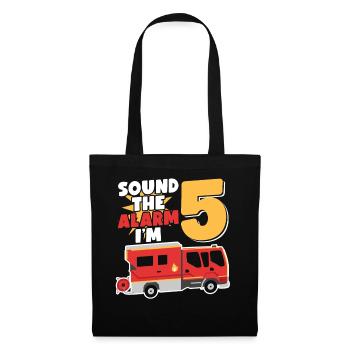 Sonnez l’alarme J’ai 5 | Sujet Pompier - Sac en tissu - noir - Devant